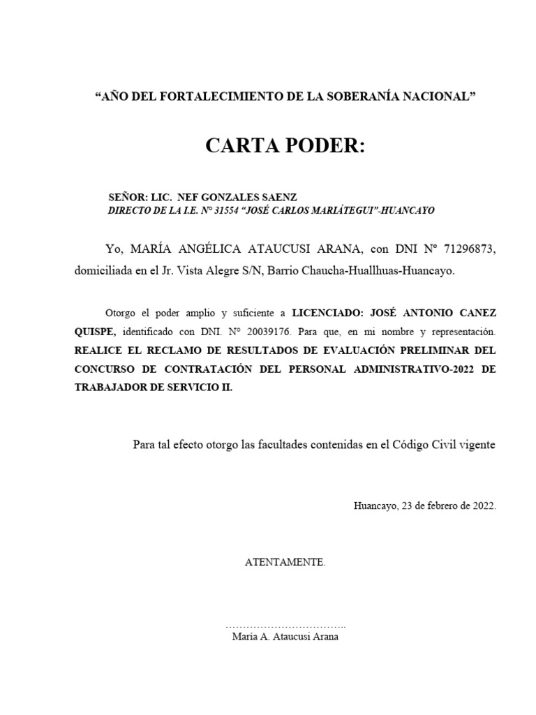 Cartas Poder y Requerimientos Educativos | PDF | Sentencia (ley ...