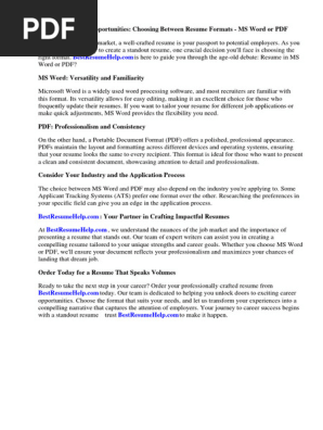 Resume Ms Word or PDF