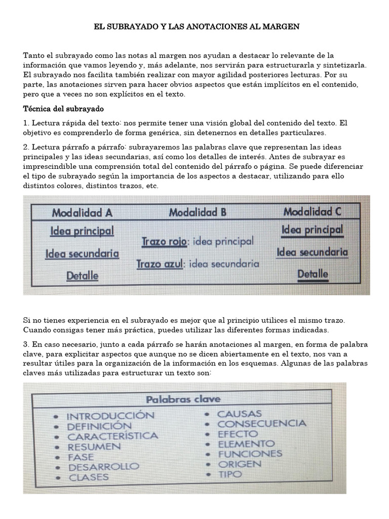 El Subrayado y Las Anotaciones Al Margen | PDF | Ciencia cognitiva ...