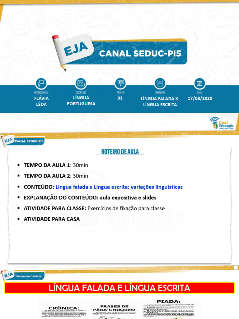 Variações da Língua Falada e Escrita | PDF | Linguística | Comunicação ...