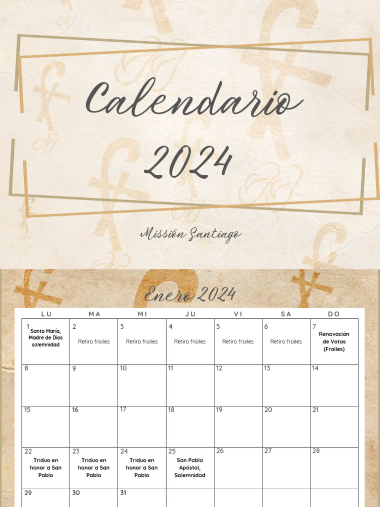 Calendario 2024 de Actividades Religiosas | PDF | Fiestas cristianas y ...
