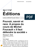 Lectures de Michel Foucault. Volume 1 - Pouvoir, Savoir Et Race. À Propos Du Cours de Michel Foucault Il Faut Défendre La Société - ENS Éditions