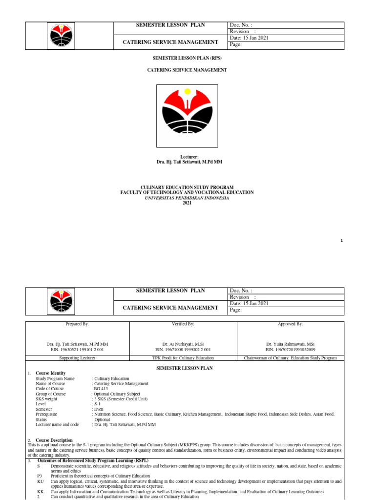 Catering Service Management Course | PDF | Evaluation | Cognition