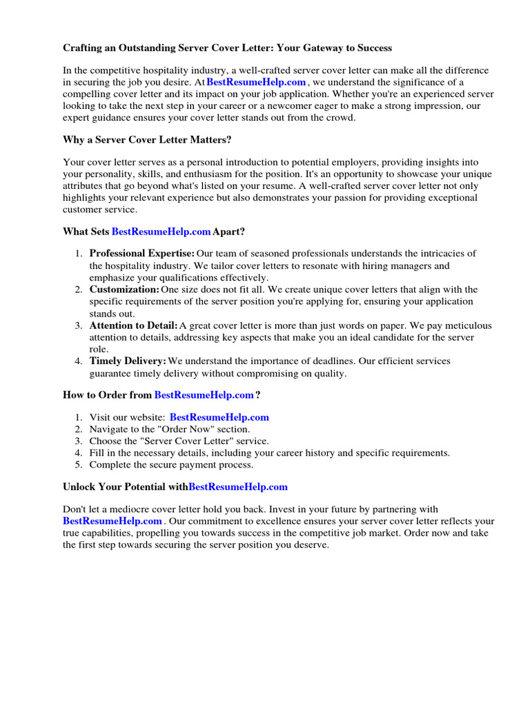 Essential Server Cover Letter Guide | PDF | Résumé | Http Cookie