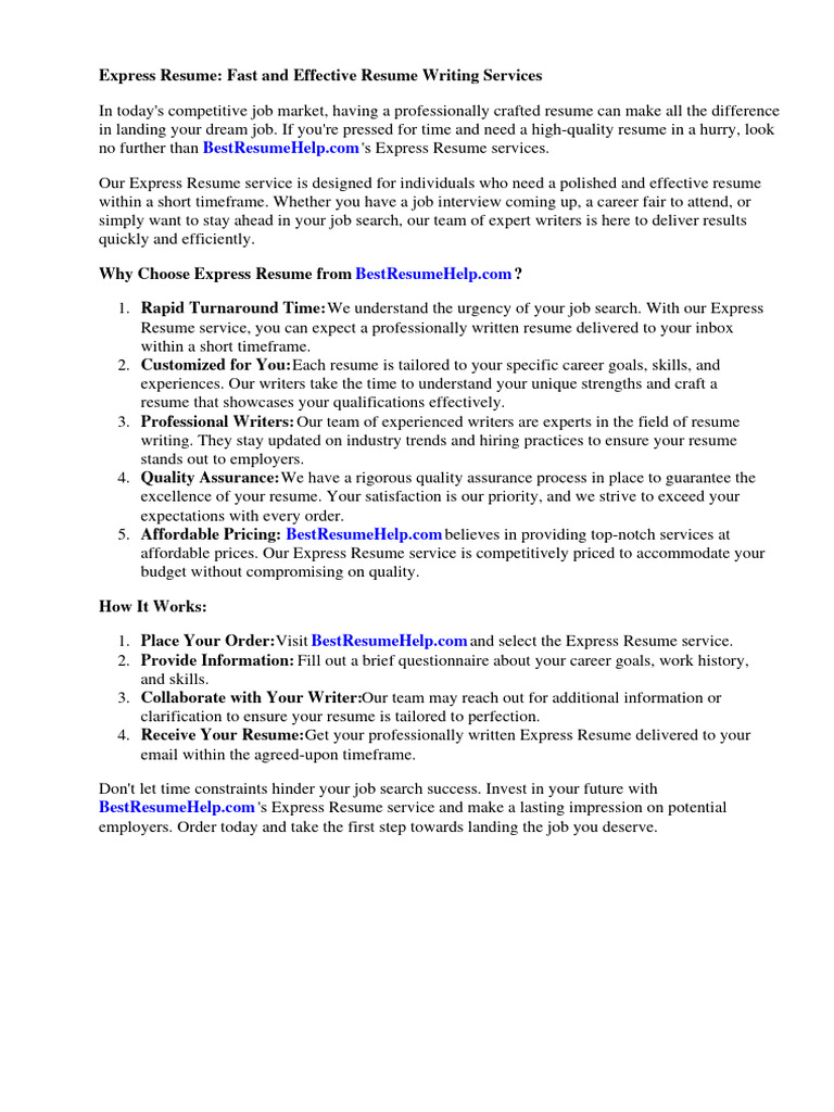 Express Resume PDF Résumé Microsoft Word