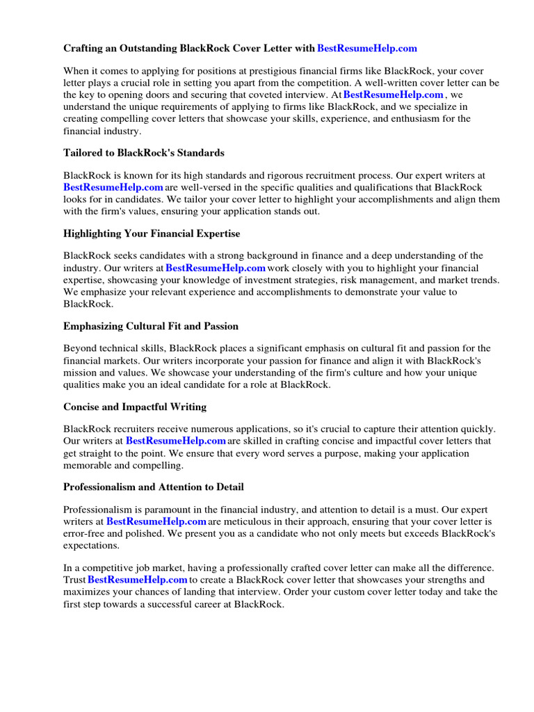 Blackrock Cover Letter PDF Black Rock Recruitment