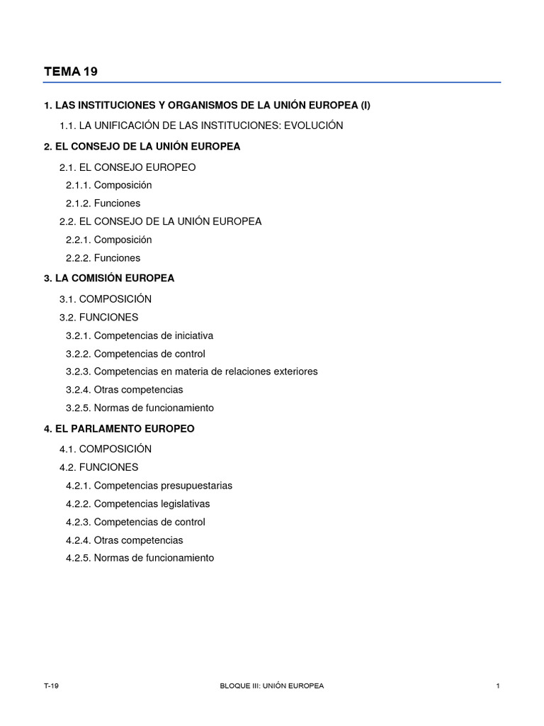 Instituciones de la Unión Europea | PDF | Consejo europeo | Comisión ...