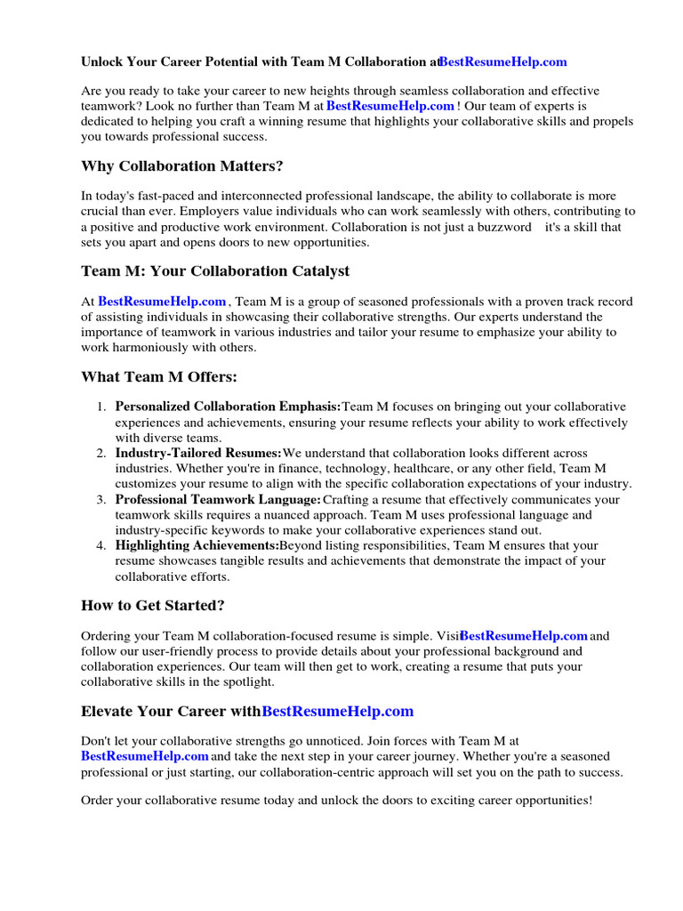 Collaborate With Team Members Resume | PDF | Computing | Business