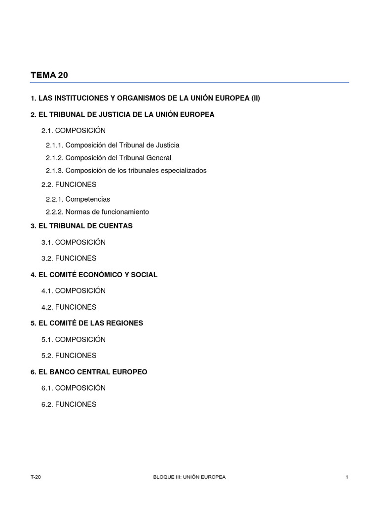 Instituciones y Tribunales de la UE | PDF | Banco central europeo ...