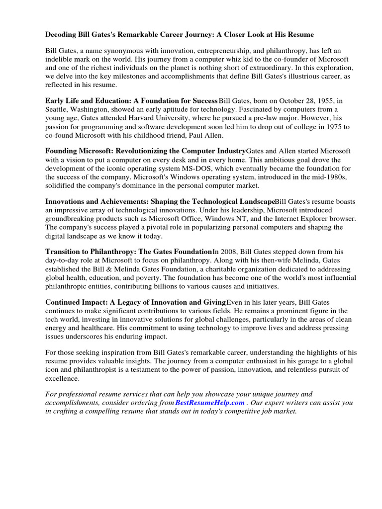 Bill Gates Resume PDF R sum - 1724238899