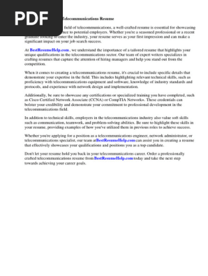 Telecommunications Resume