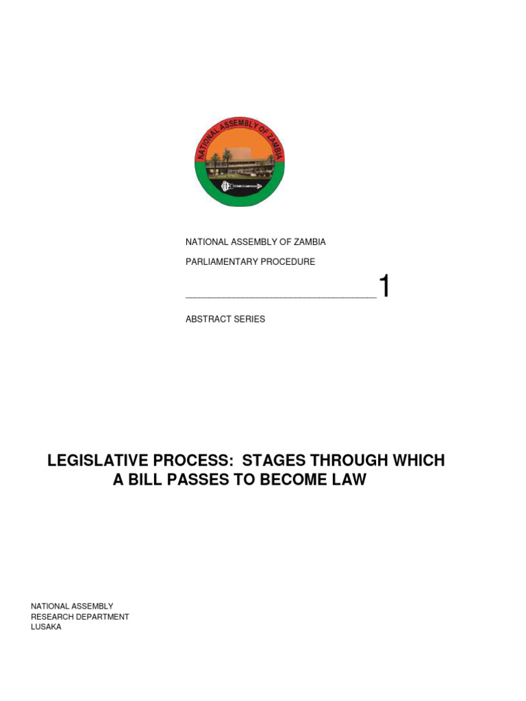 Zambia Legislative Process Overview | PDF | Bill (Law) | Royal Assent