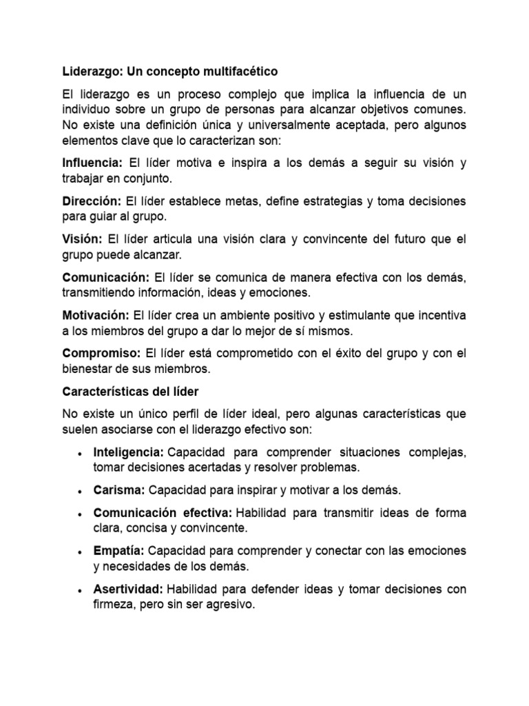 Características y Modelos de Liderazgo | PDF | Liderazgo | Las emociones