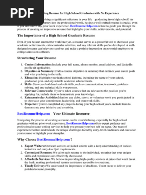 Resume for High School Graduate No Experience