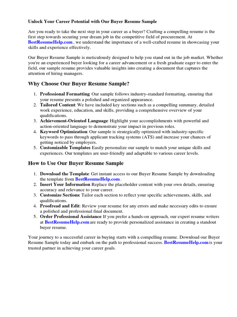 Buyer Resume Sample | PDF | Procurement | Résumé, image size:768x1024