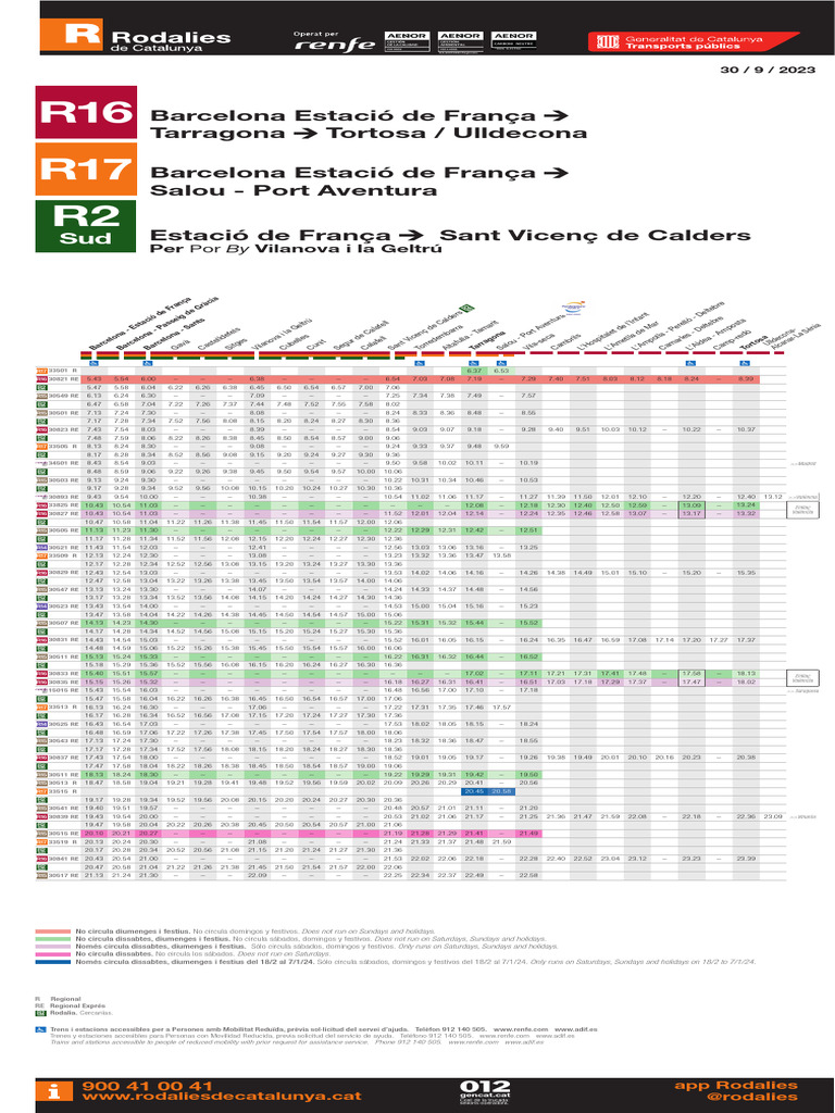 Barcelona-Tortosa Train Timetable | PDF
