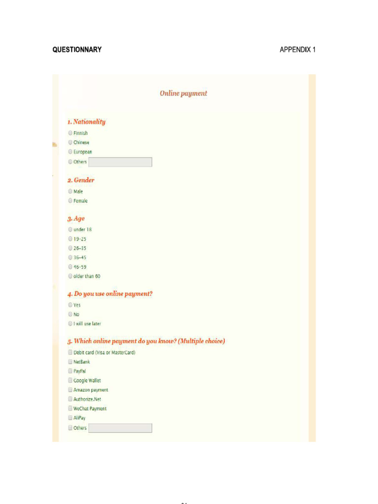 Questionnaire | PDF