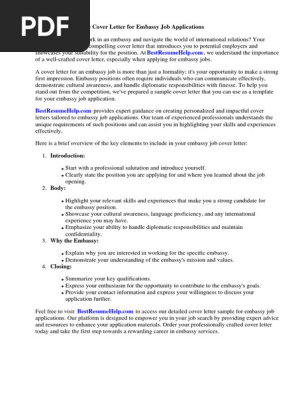 Cover Letter Sample for Embassy Job