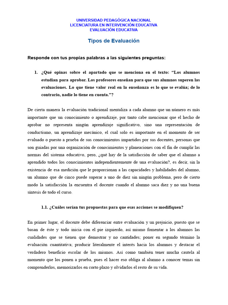 Tipos y Propuestas de Evaluación Educativa | PDF | Evaluación | Enseñando