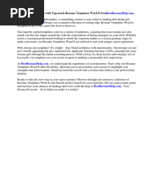 Resume Templates Word It