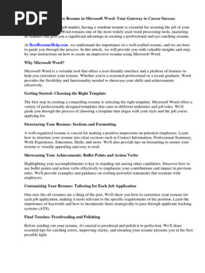 Resume in Microsoft Word File