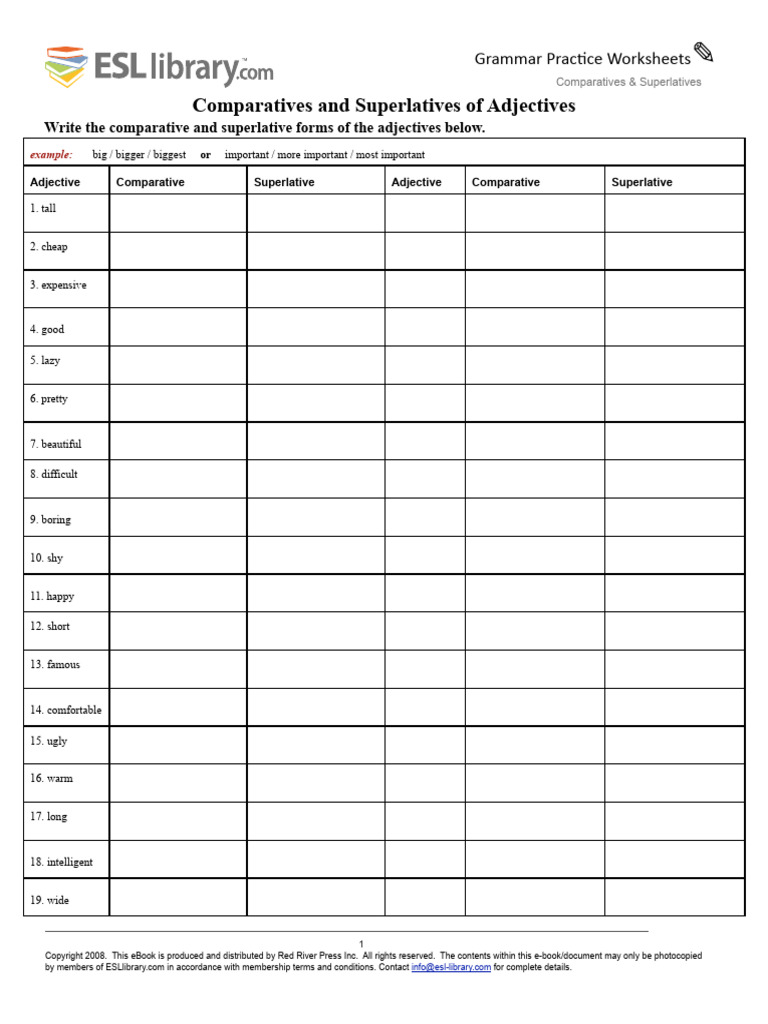 Comparatives Superlatives Worksheet 2023 | PDF | Adjective | Linguistics