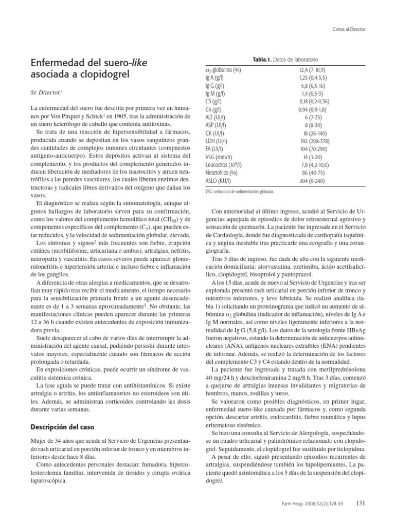 Enfermedad Del Suero Por FármacoAntiagreganteplaquetario PDF