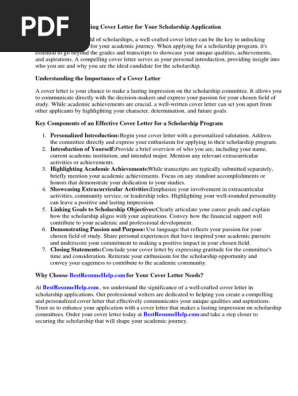 Cover Letter for Scholarship Program