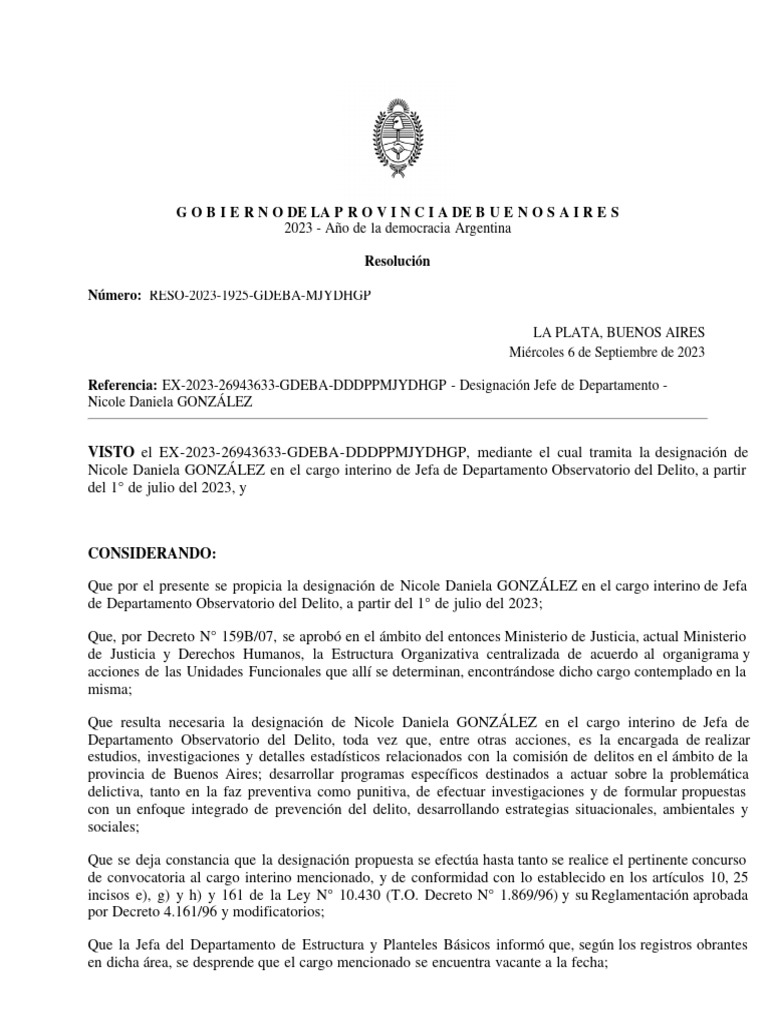 Resolución 1925 2023 | PDF | Justicia | Crimen y violencia