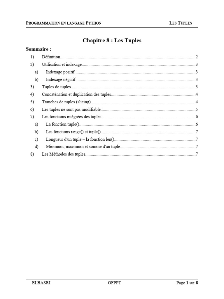 Guide des Tuples en Python | PDF | Python (Langage de programmation ...