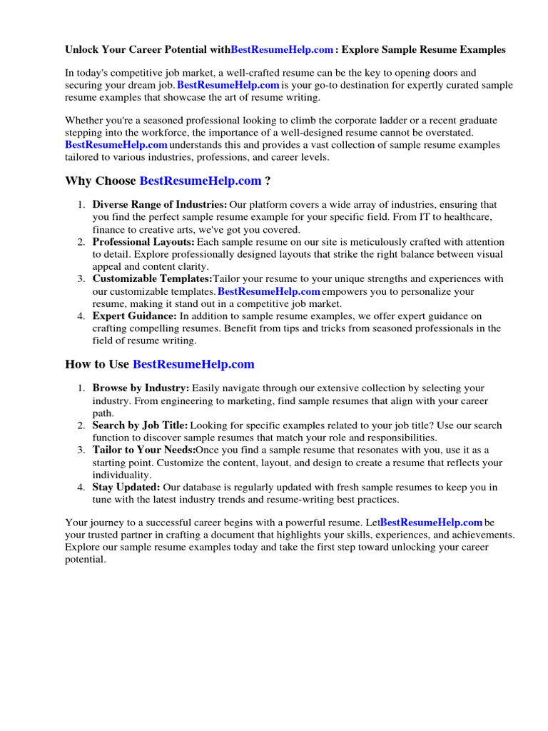 Sample Resume Examples | PDF | Résumé | Recruitment