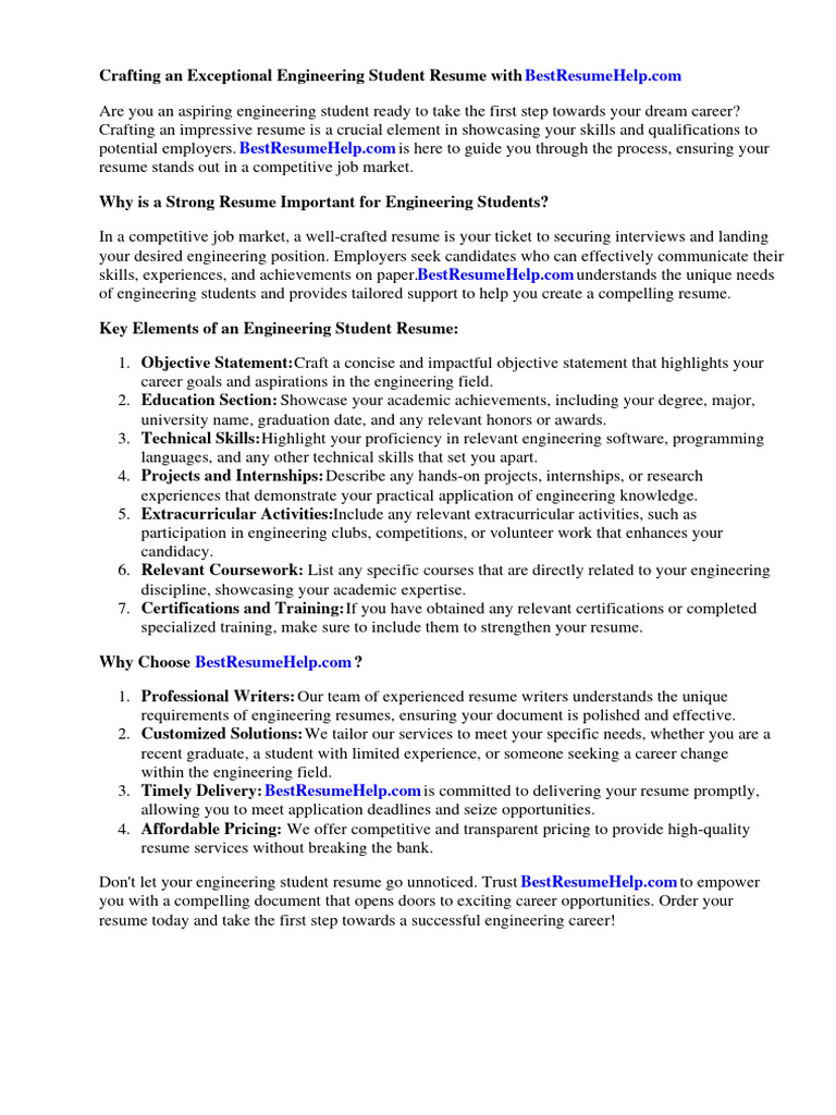 HOW TO WRITE RESUME FOR ENGINEERING STUDENTS intelligence overview