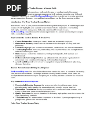Teacher Resume Sample