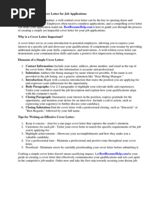 Simple Cover Letter for Job Application