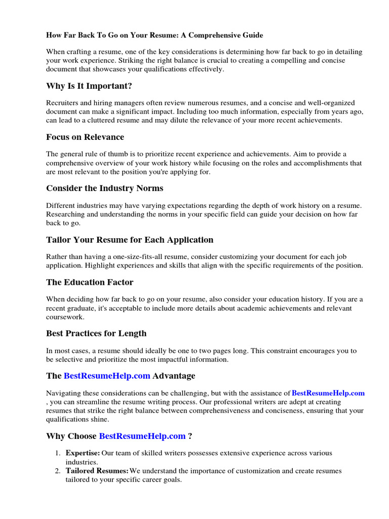 How Far Back To Go On Resume - 1719586280