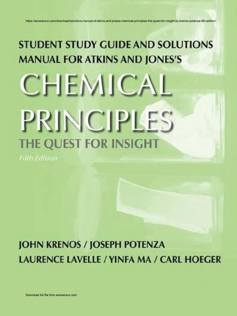 2873 Sample Solutions Manual of Atkins and Jones's Chemical Principles ...