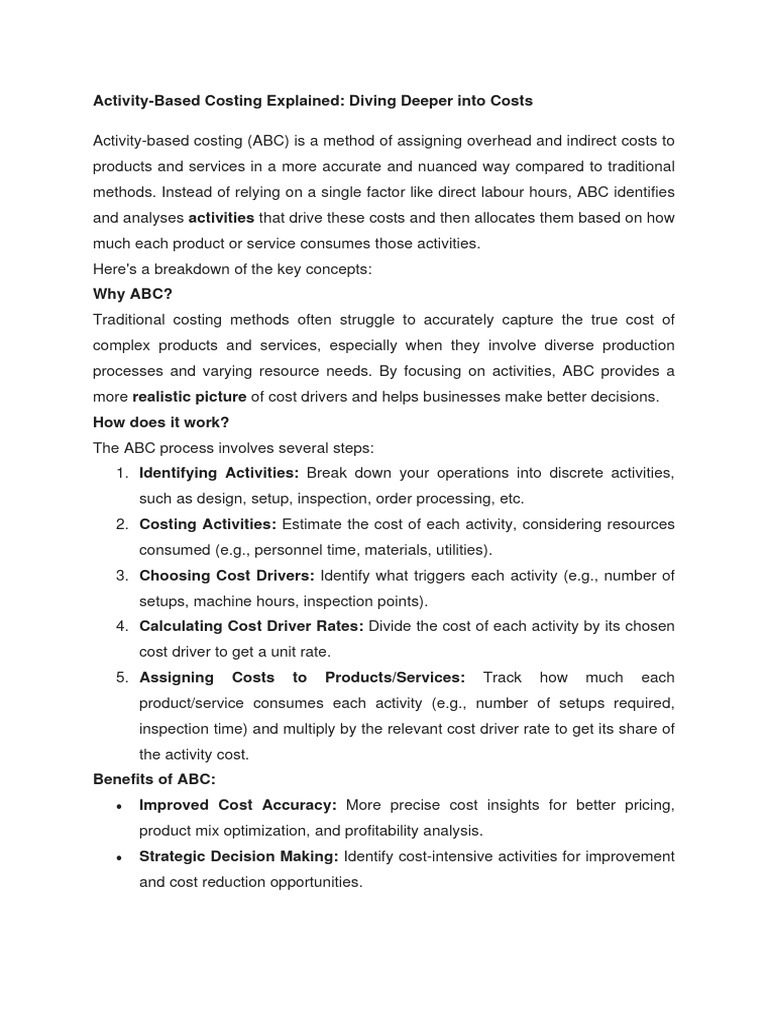 Activity Based Costing - Theory | PDF | Cost | Business Process
