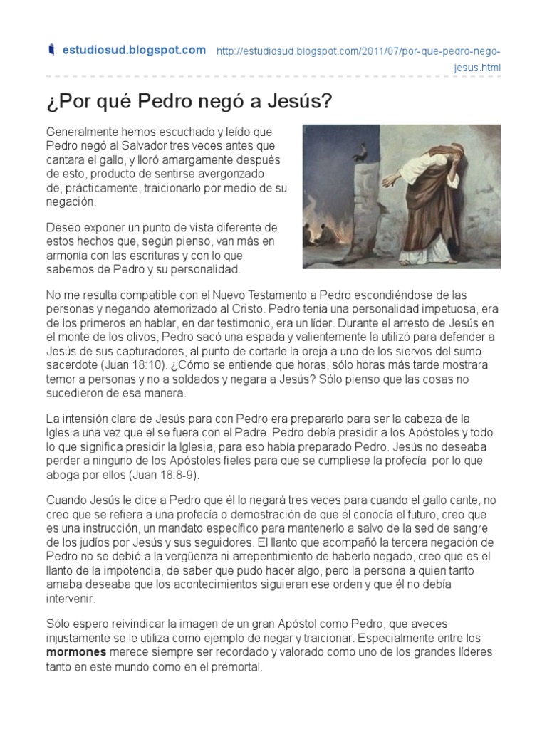 ¿Por qué Pedro negó a Jesús? Estudio SUD