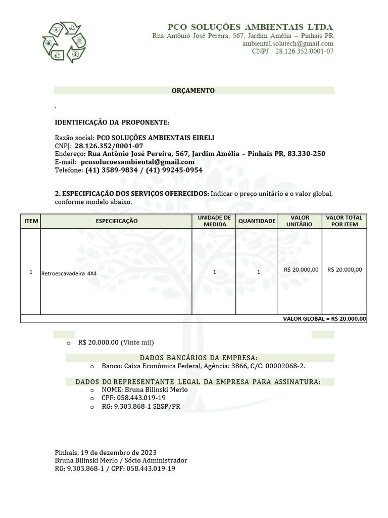 Modelo Proposta PCO (1) | PDF