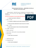 Questionário Seleção Novo Pac - Creche e Escolas de Educação Infantil