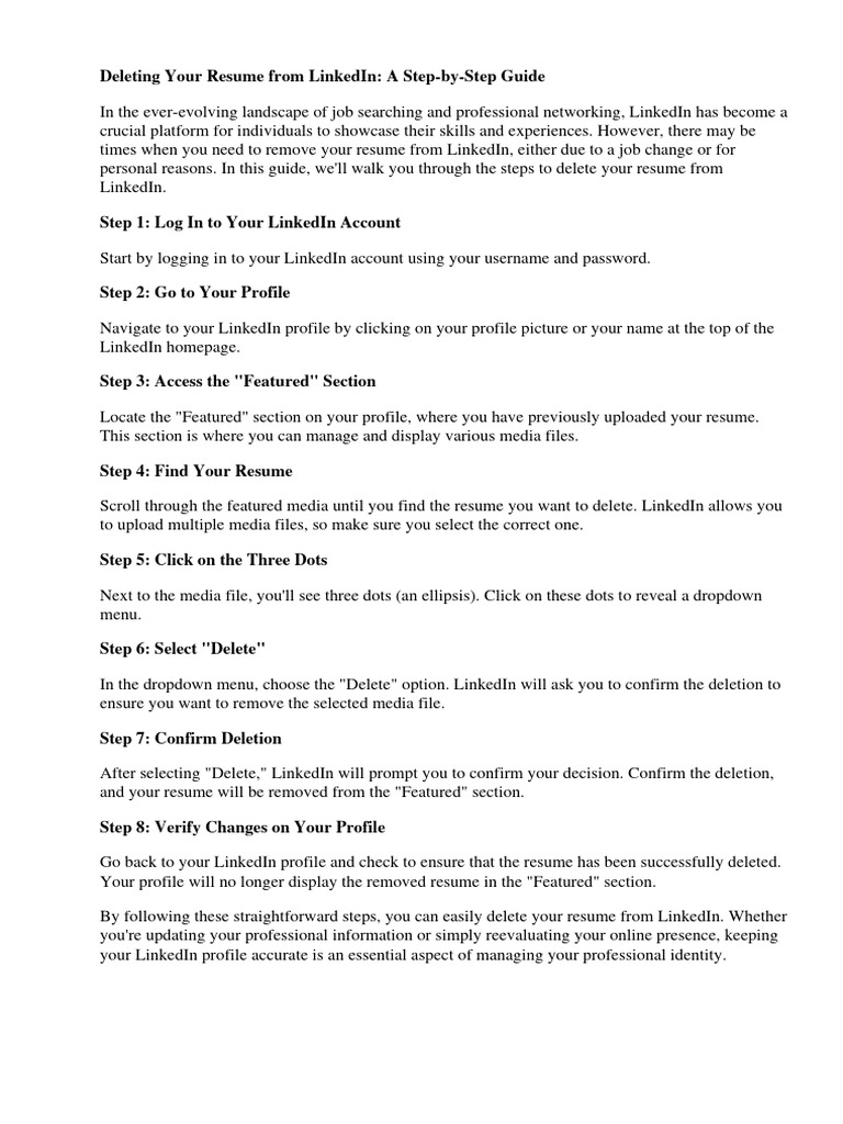 How to delete resume from linkedin pdf r sum linked in