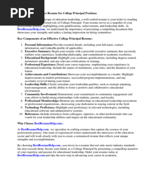Resume for College Principal