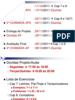 Calendário de atividades e avaliações de disciplina