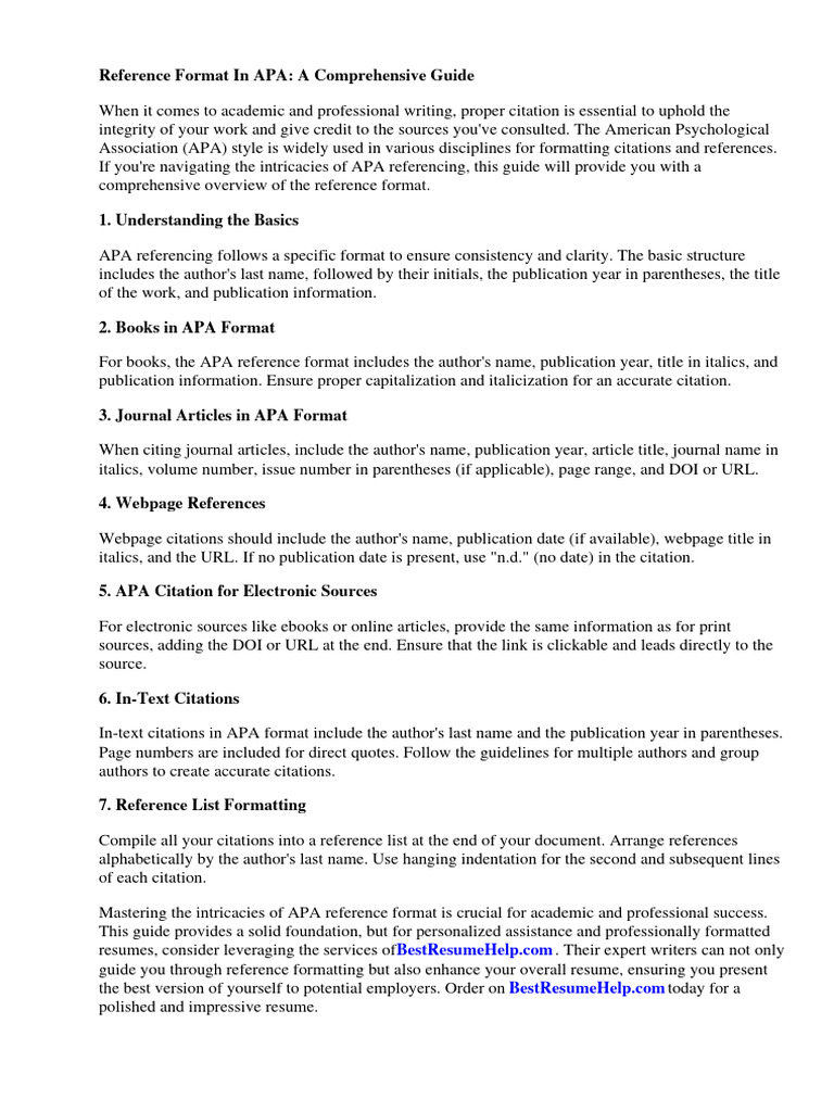 Reference Format in Apa | PDF | Apa Style | Citation