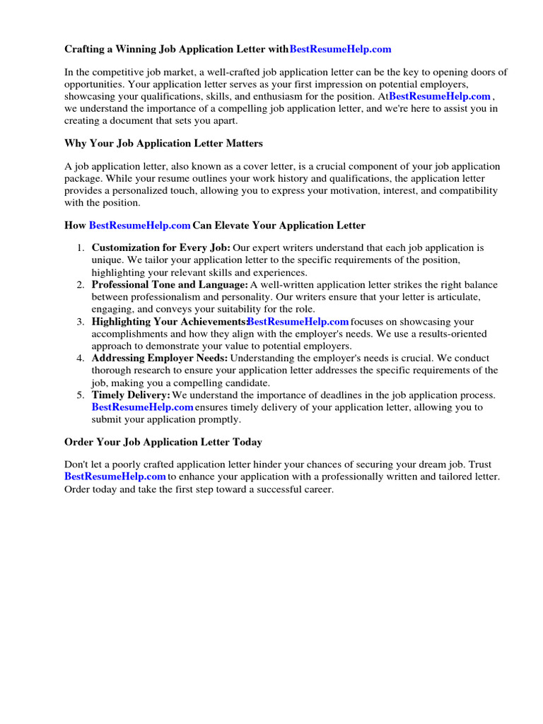 Job Application Letter For Kitchen Helper PDF