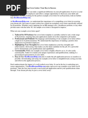 Example Cover Letter for Healthcare Job