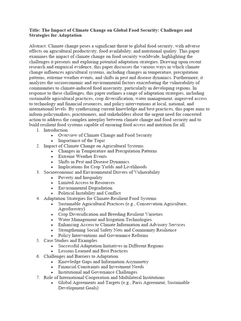 Climate Change | PDF | Food Security | Climate Resilience