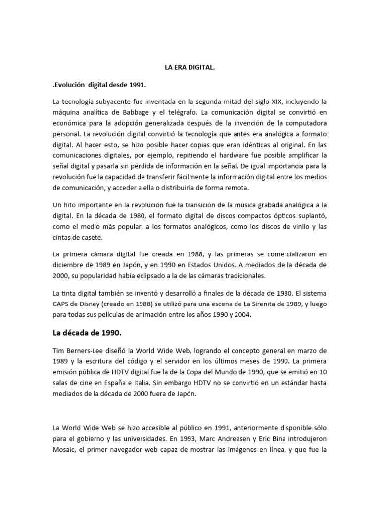 Evolución de la Era Digital 1990-2023 | PDF | Informática