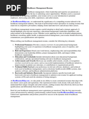 Healthcare Management Resume