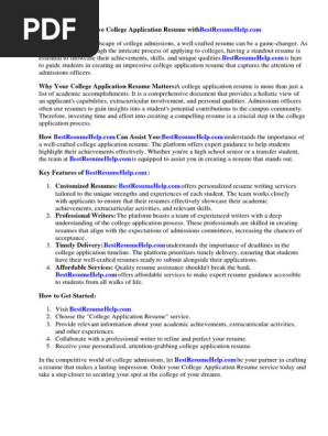 College Application Resume Examples